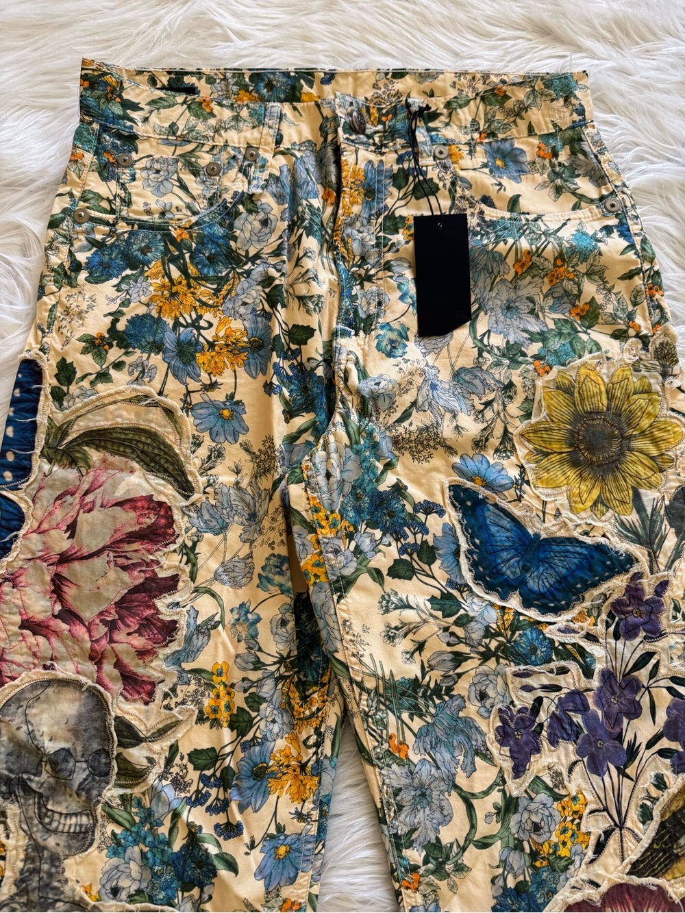 R13 New Boyfriend Pants Floral Embroidered Applique Size 26 - Picture 4 of 11